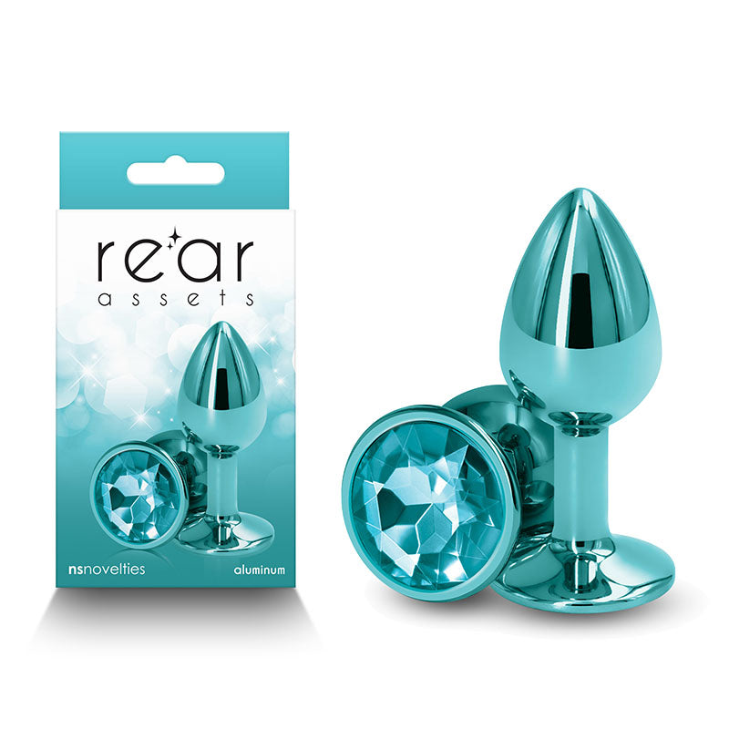 Rear Assets Butt Plug with Crystal Insert - Teal Small