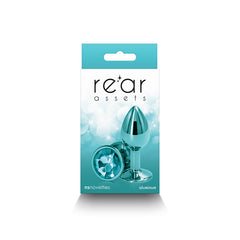 Rear Assets Butt Plug with Crystal Insert - Teal Small