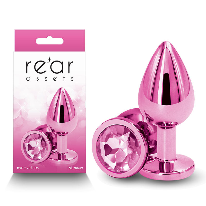 Rear Assets Butt Plug with Crystal Insert - Pink Medium