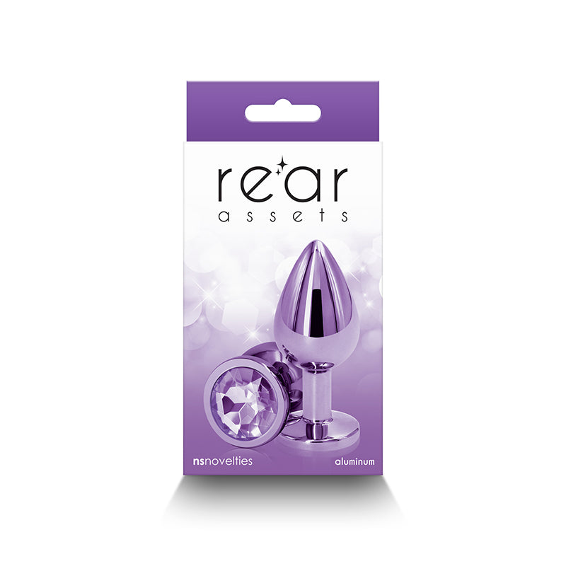 Rear Assets Butt Plug with Crystal Insert - Purple Medium