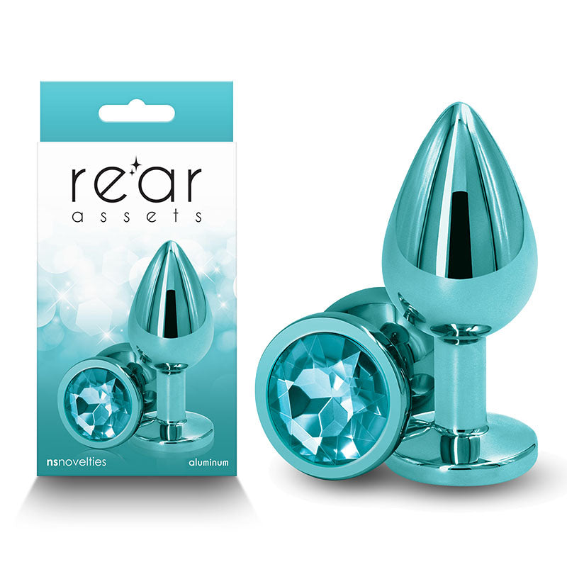 Rear Assets Butt Plug with Crystal Insert - Teal Medium