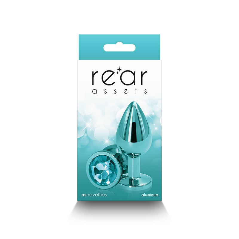 Rear Assets Butt Plug with Crystal Insert - Teal Medium