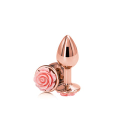 Rear Assets Rose Butt Plug  with Rose Insert - Rose Gold Small