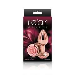 Rear Assets Rose Butt Plug  with Rose Insert - Rose Gold Small