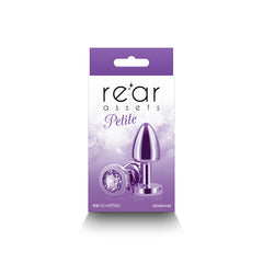 Rear Assets Butt Plug with Crystal Insert - Purple Petite