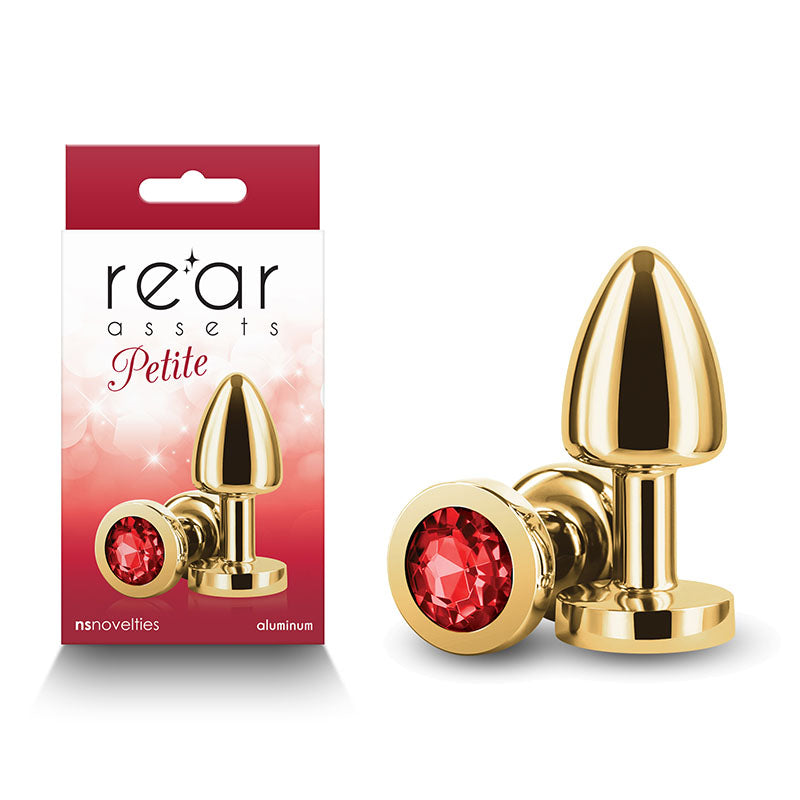 Rear Assets Butt Plug with Red Crystal insert - Gold Petite