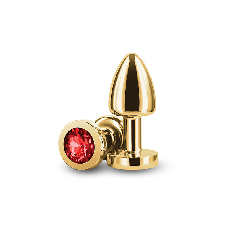 Rear Assets Butt Plug with Red Crystal insert - Gold Petite