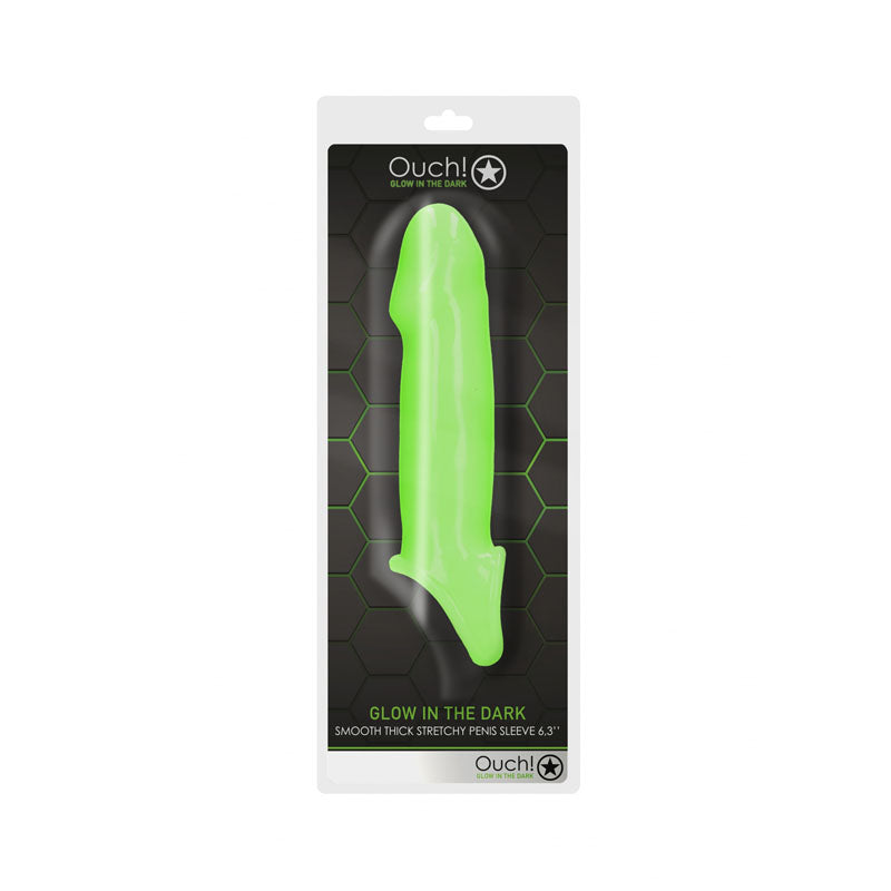 OUCH! Glow In The Dark Smooth Thick Stretchy Penis Extension Sleeve 15.5 cm