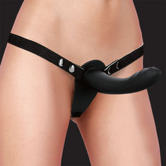 OUCH! Dual Dildo Silicone Strap-On - Black 15cm