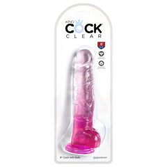 King Cock Clear 8'' Cock Dildo with Balls - Pinjk