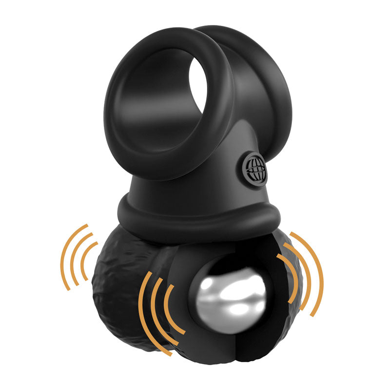 King Cock Elite The Crown Jewels Vibrating Silicone Balls -  USB Rechargeable Vibrating Cock Ring