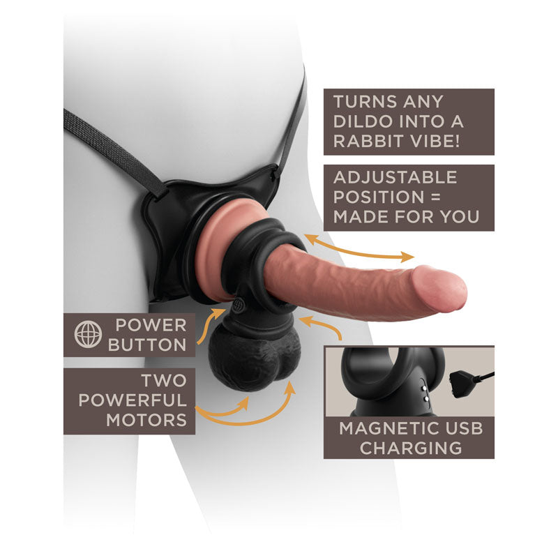 King Cock Elite The Crown Jewels Vibrating Silicone Balls -  USB Rechargeable Vibrating Cock Ring