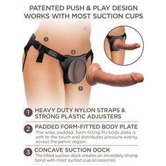 King Cock Elite Comfy Silicone Body Dock Strap-On Harness with Tan 17.8 cm Dong