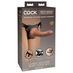 King Cock Elite Comfy Silicone Body Dock Strap-On Harness with Tan 17.8 cm Dong