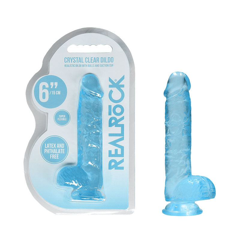 RealRock Realistic Dildo With Balls - 15cm Blue