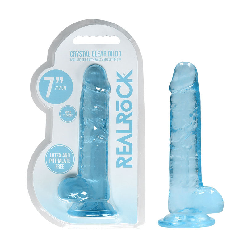 RealRock Realistic Dildo With Balls - 17.5cm Blue