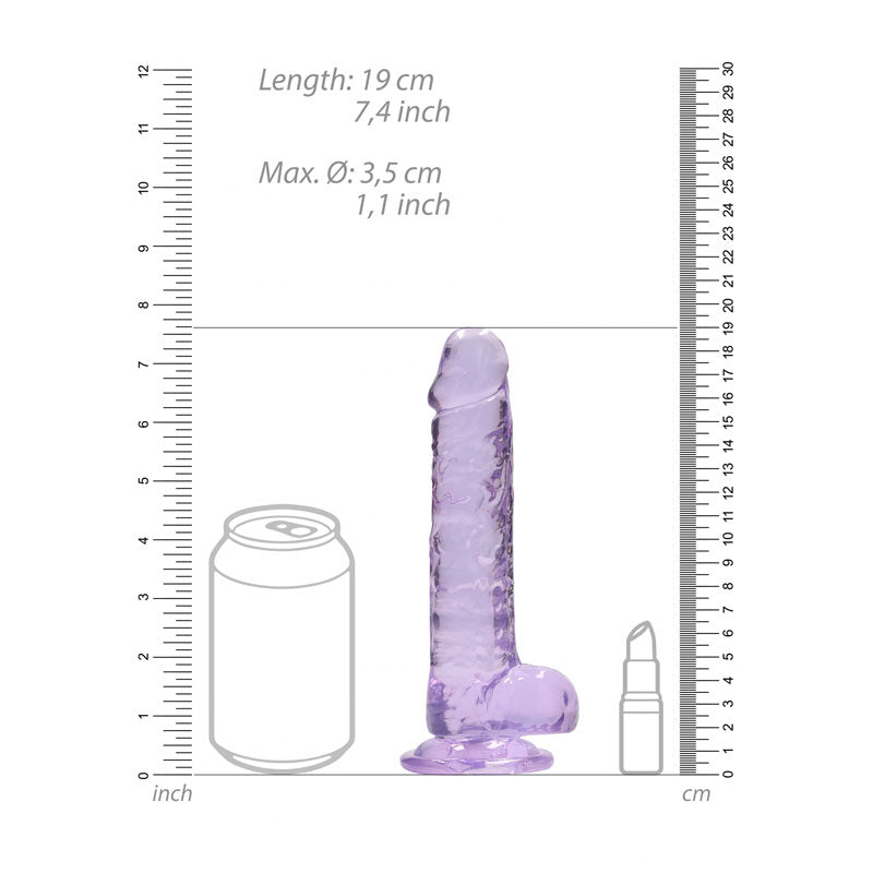 RealRock Realistic Dildo With Balls - 17.5cm Purple