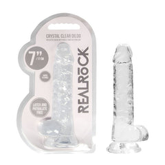 RealRock Realistic Dildo With Balls - 17.5cm Clear