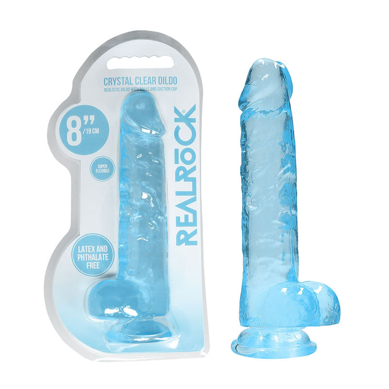 RealRock Realistic Dildo With Balls - 20cm Blue