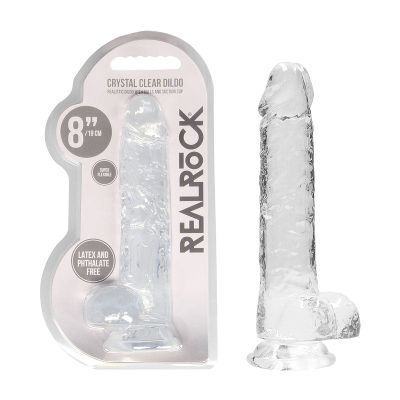 RealRock Realistic Dildo With Balls - 20cm Clear