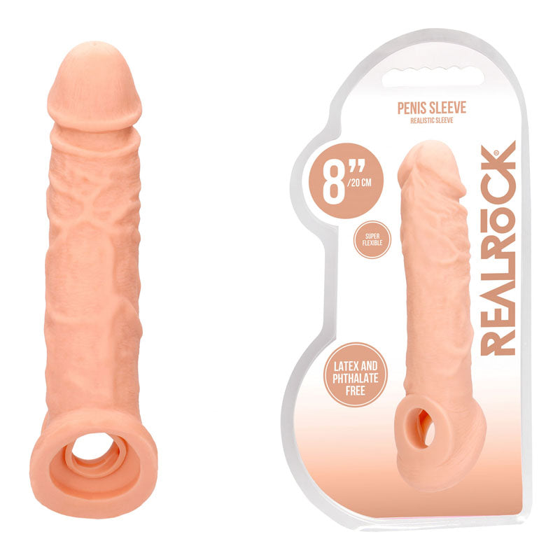 REALROCK 8'' Realistic Penis Extender with Rings - Flesh