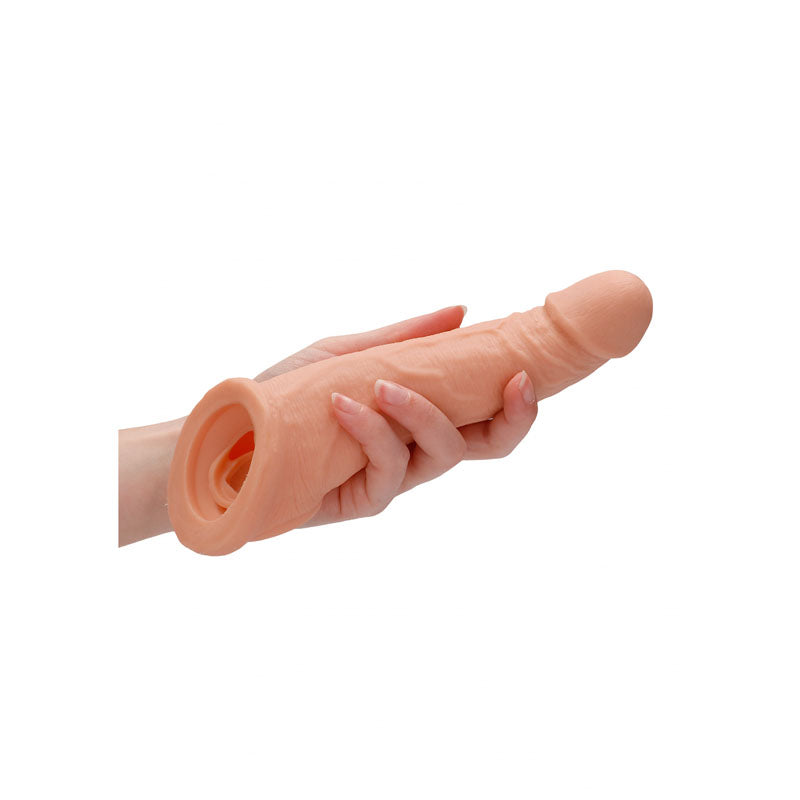 REALROCK 8'' Realistic Penis Extender with Rings - Flesh