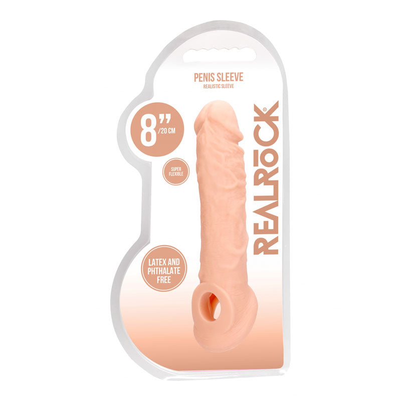 REALROCK 8'' Realistic Penis Extender with Rings - Flesh