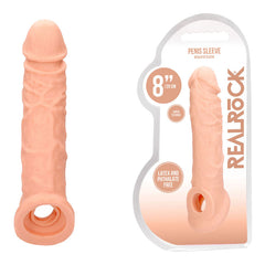 REALROCK 8'' Realistic Penis Extender with Rings - Flesh