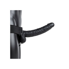 Vibrating Hollow Strap on Dildo with Balls 23cm - Black