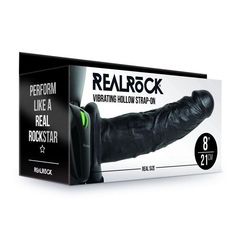 Vibrating Hollow Strap on Dildo without Balls 21cm - Black