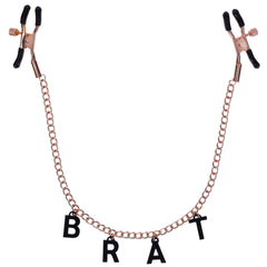 Nipple Clamps with BRAT name Charms - Rose Gold