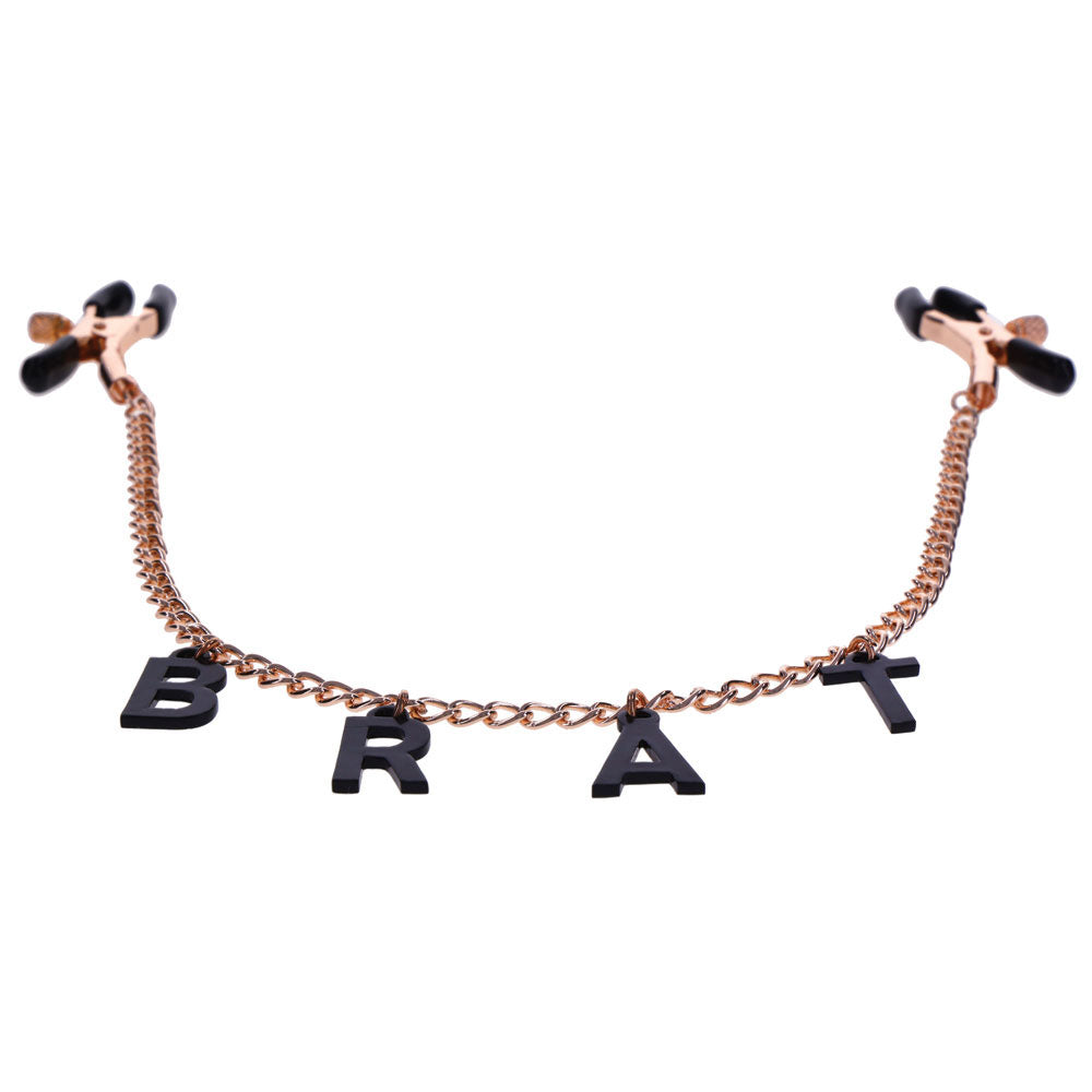 Nipple Clamps with BRAT name Charms - Rose Gold