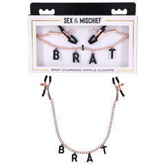 Nipple Clamps with BRAT name Charms - Rose Gold