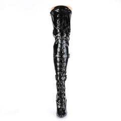 Seduce 3028 Thigh boot with 5 inch heel - Black Patent