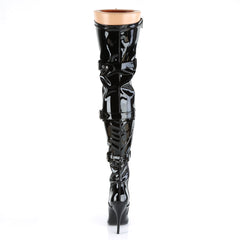 Seduce 3028 Thigh boot with 5 inch heel - Black Patent