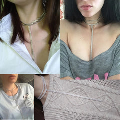 Necklace Rhinestone double wrap choker