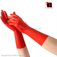 Latex gloves mid wrist length. Red or black