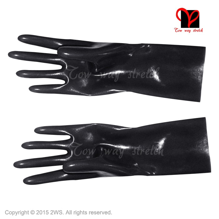 Latex gloves mid wrist length. Red or black