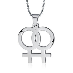 Necklace LGBT Pride twin Venus symbol in Gold, Silver or Rose.