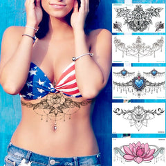 Temporary Chest, Back & Rear panty line tattoos for women assorted selection No. 1