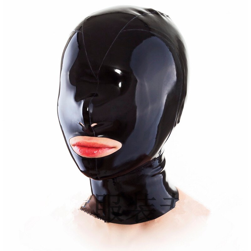 Latex sensory deprivation hood for BDSM unisex