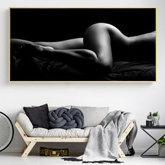 The beautiful lines of the female form. Studio photography printed on canvas. 2 of 2.