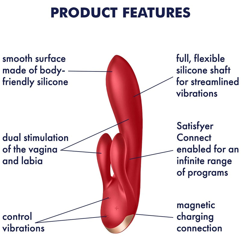 Satisfyer Double Flex App Rabbit Vibrator - Red