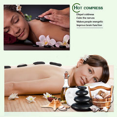 Natural Basalt Hot Massage Stone Set - 20 pcs with heating bag